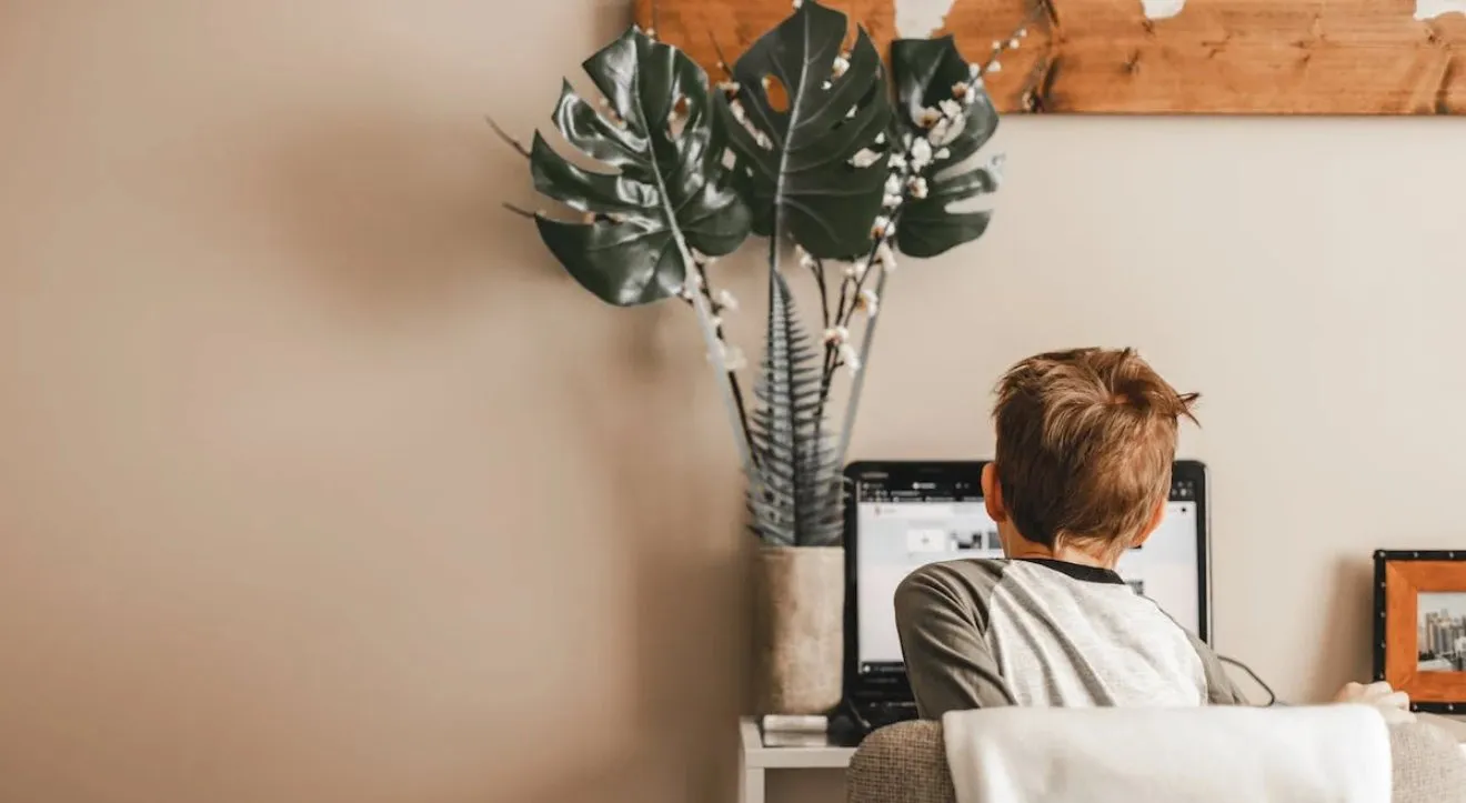 Child using a computer